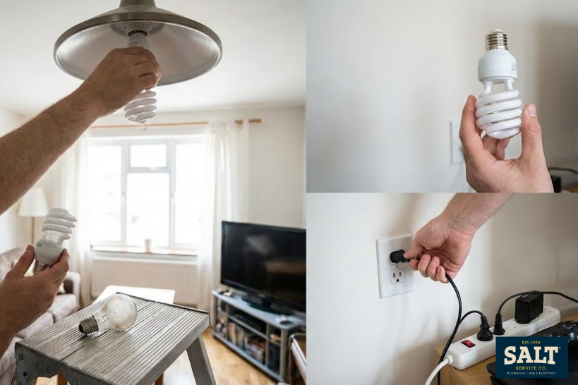 Switching to LED bulbs and unplugging unused electronics.